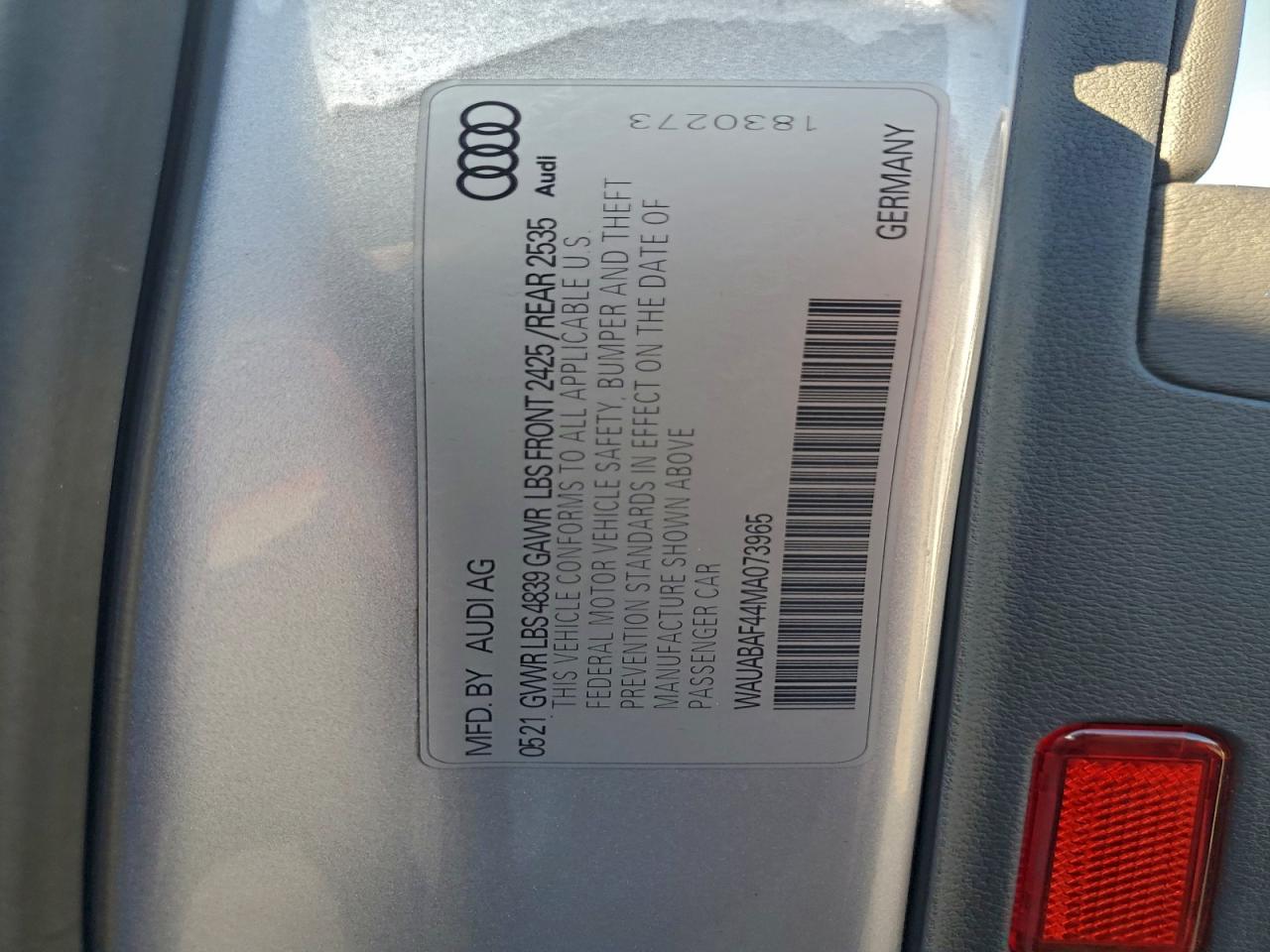 2021 Audi A4 Premium 40 VIN: WAUABAF44MA073965 Lot: 93748215