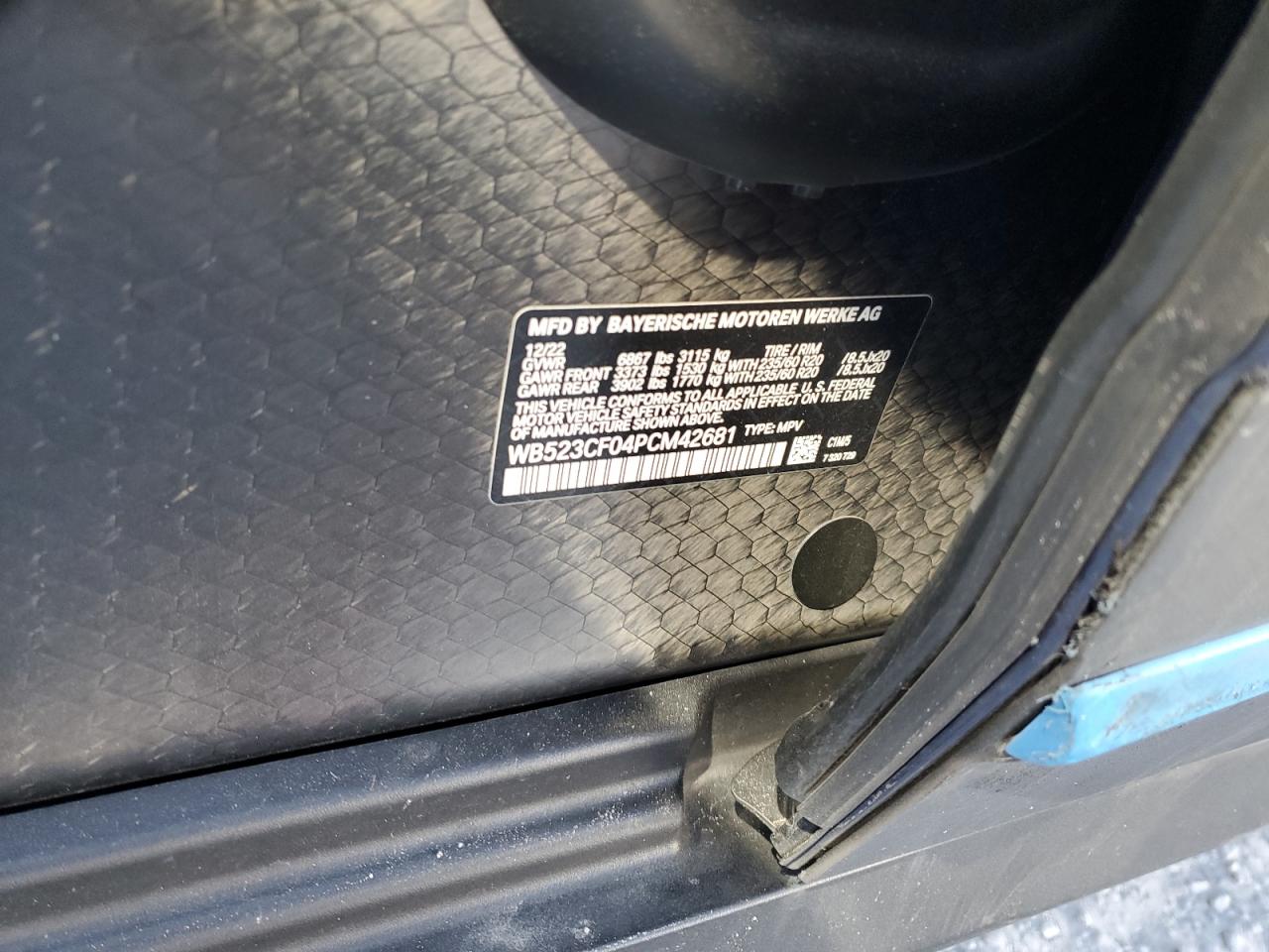 2023 BMW Ix xDrive50 VIN: WB523CF04PCM42681 Lot: 91974575