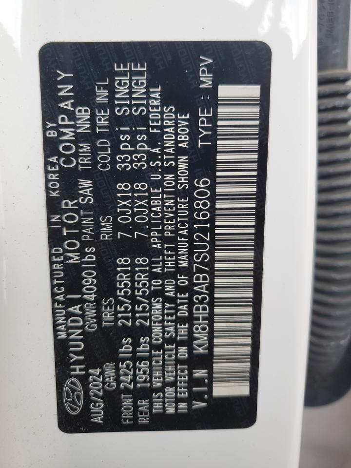 2025 Hyundai Kona Sel VIN: KM8HB3AB7SU216806 Lot: 91915645