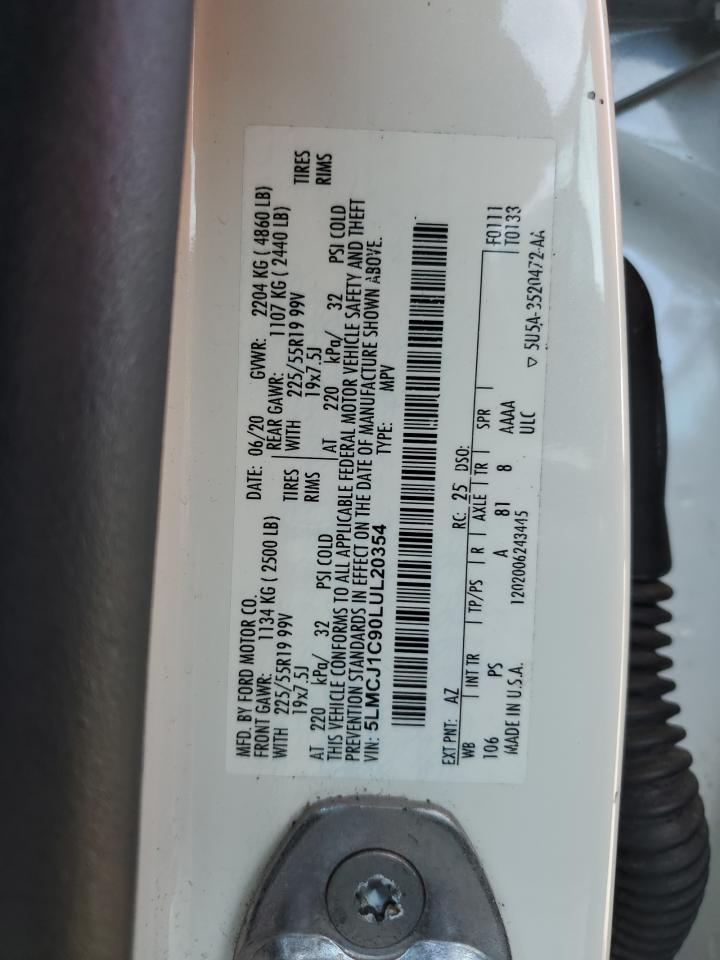 2020 Lincoln Corsair VIN: 5LMCJ1C90LUL20354 Lot: 92403385