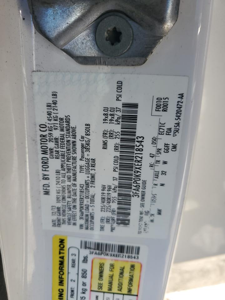 2014 Ford Fusion Titanium VIN: 3FA6P0K9XER218543 Lot: 90628945