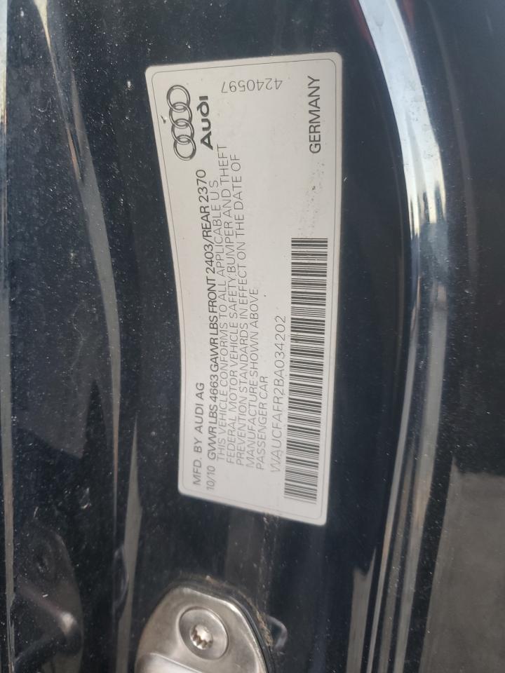 2011 Audi A5 Premium VIN: WAUCFAFR2BA034202 Lot: 92389485
