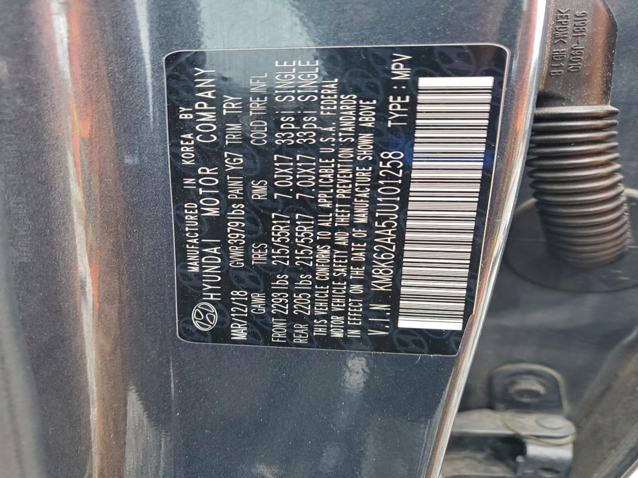 2018 Hyundai Kona Sel VIN: KM8K62AA5JU101258 Lot: 93687535