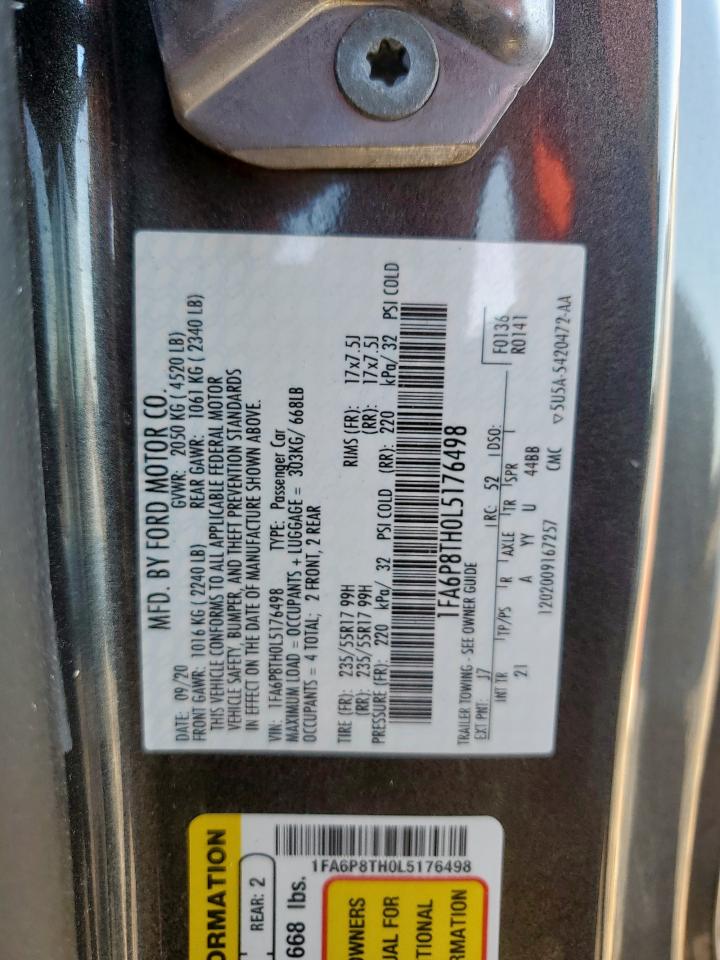 2020 Ford Mustang VIN: 1FA6P8TH0L5176498 Lot: 91297645