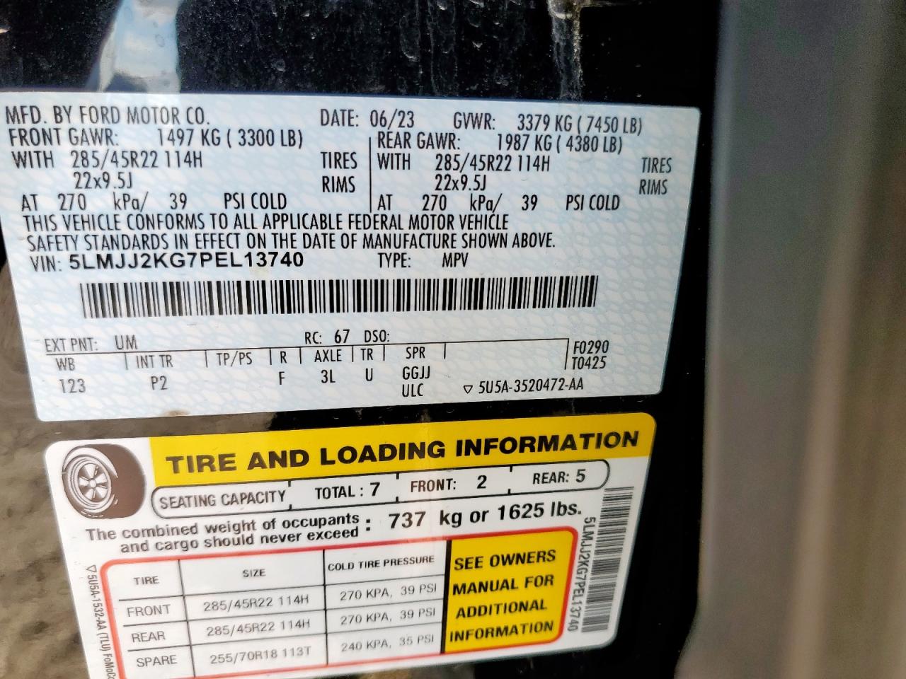 2023 Lincoln Navigator Reserve VIN: 5LMJJ2KG7PEL13740 Lot: 92482445