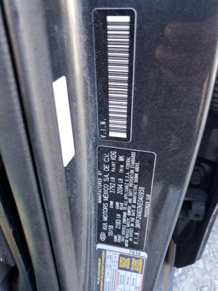 2019 Kia Forte Fe VIN: 3KPF24AD2KE040958 Lot: 90699085