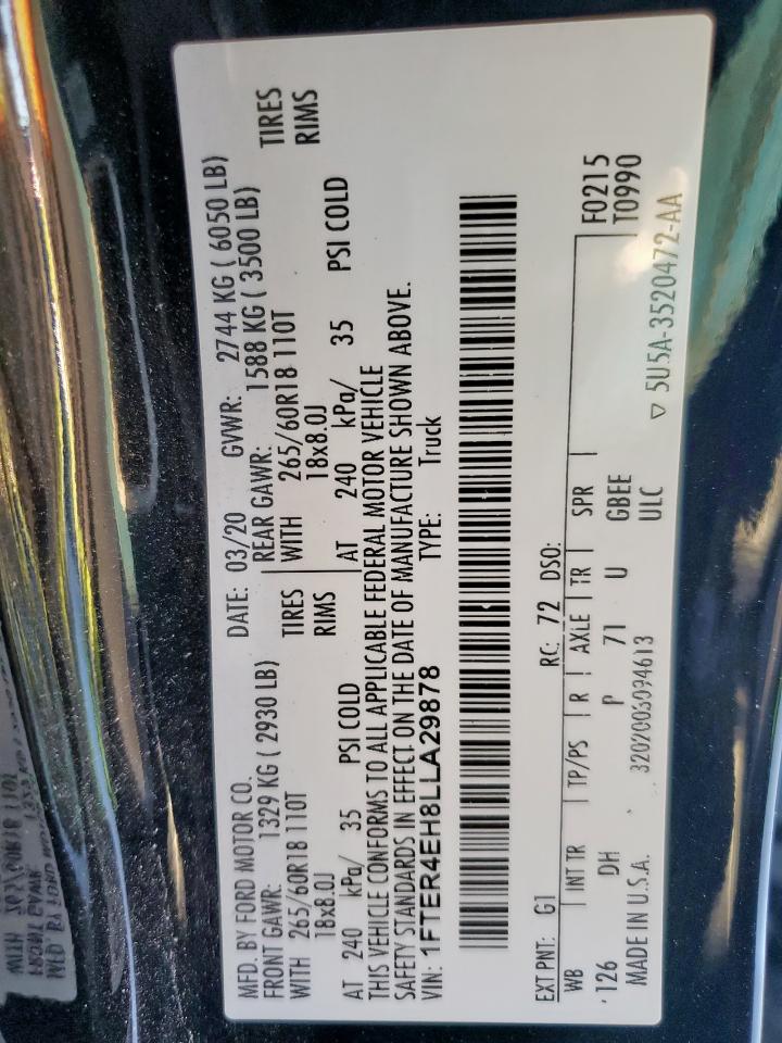 2020 Ford Ranger Xl VIN: 1FTER4EH8LLA29878 Lot: 91768795