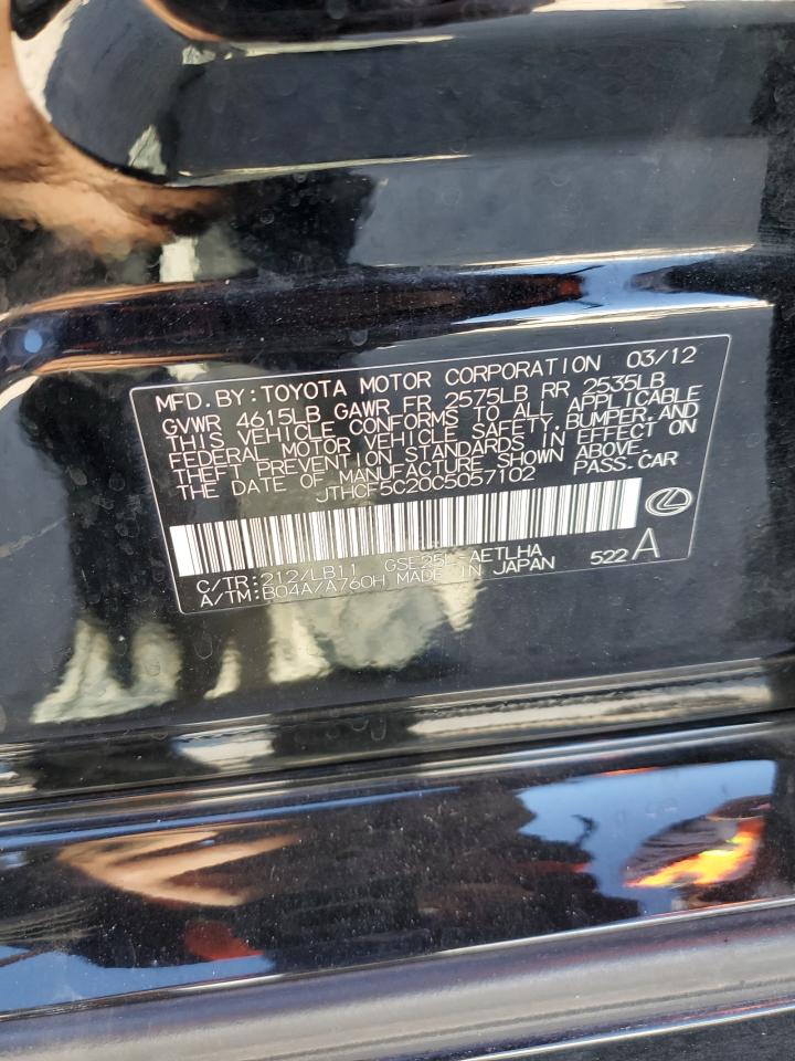 2012 Lexus Is 250 VIN: JTHCF5C20C5057102 Lot: 91199235