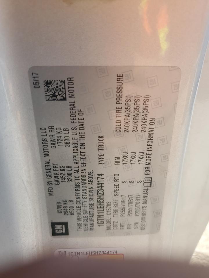 2017 GMC Sierra C1500 VIN: 1GTN1LEH5HZ344174 Lot: 92178335