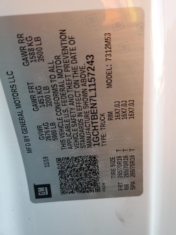 2020 Chevrolet Colorado VIN: 1GCHTBEN7L1157243 Lot: 91832825