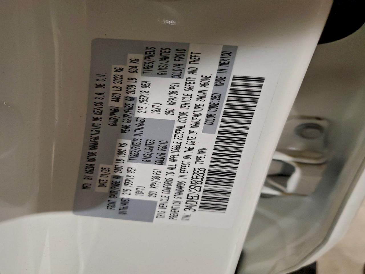 2025 Mazda Cx-30 Premium VIN: 3MVDMBDY2SM805868 Lot: 93844165