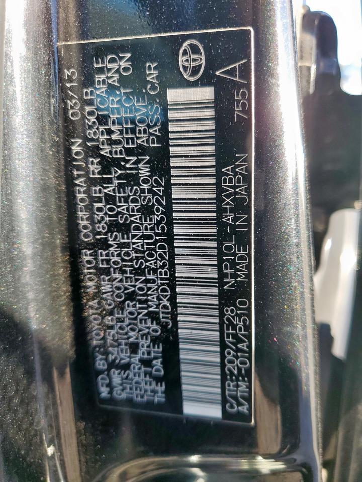 2013 Toyota Prius C VIN: JTDKDTB32D1539242 Lot: 92887255