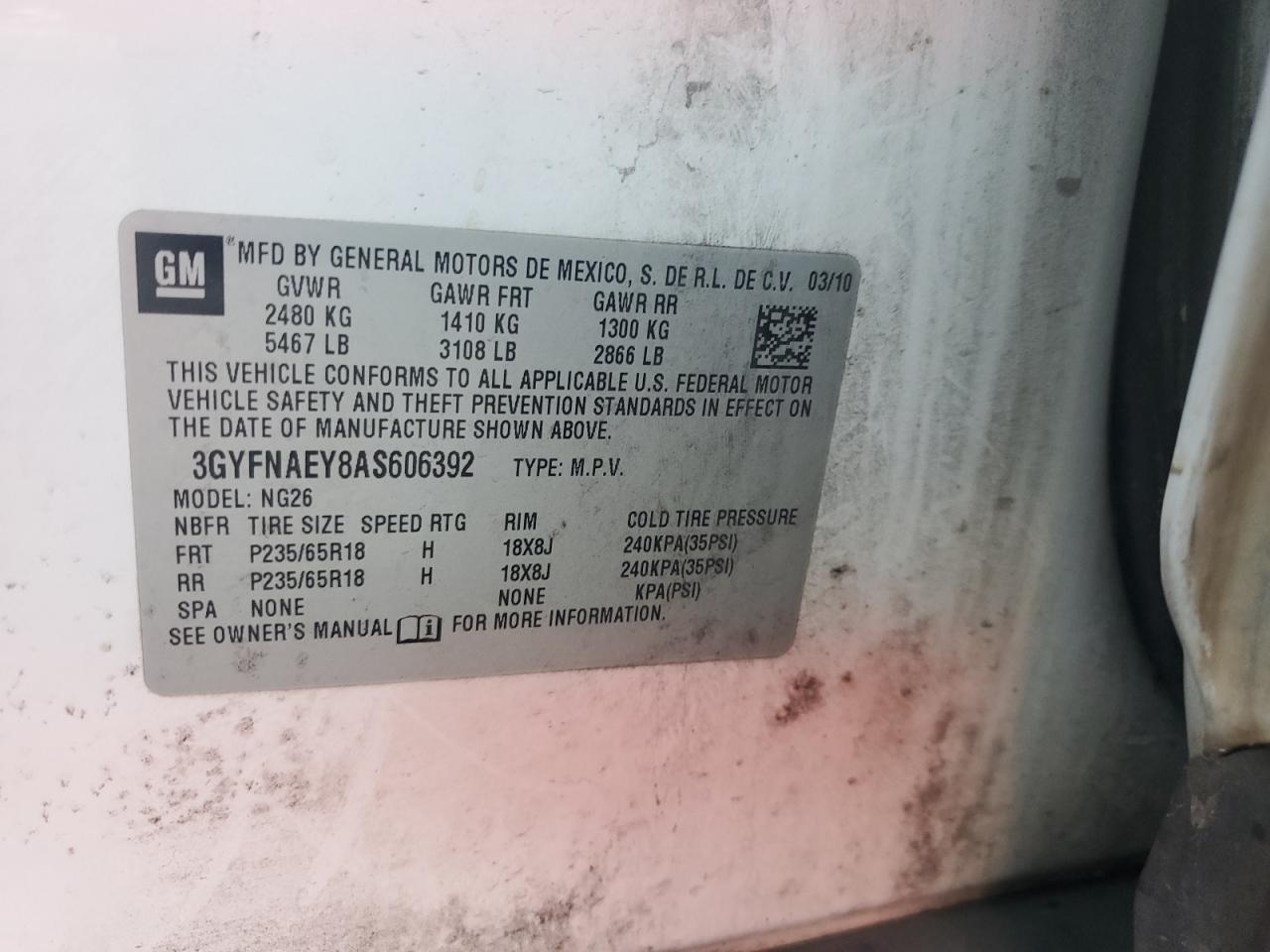 2010 Cadillac Srx Luxury Collection VIN: 3GYFNAEY8AS606392 Lot: 90927885