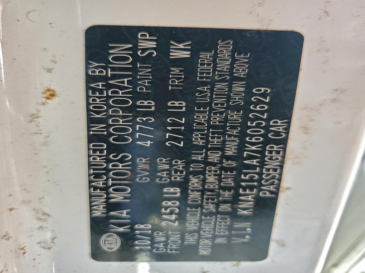 2019 Kia Stinger VIN: KNAE15LA7K6052629 Lot: 92590455