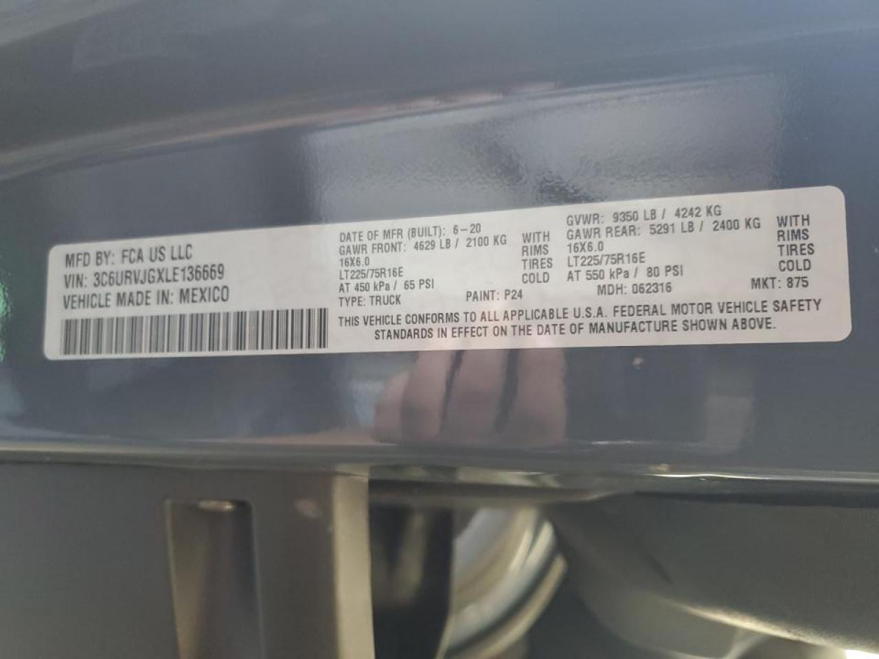 2020 Ram Promaster 3500 Delivery Van VIN: 3C6URVJGXLE136669 Lot: 90463445