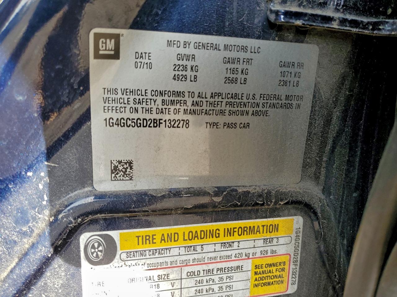 2011 Buick Lacrosse Cxl VIN: 1G4GC5GD2BF132278 Lot: 93831305