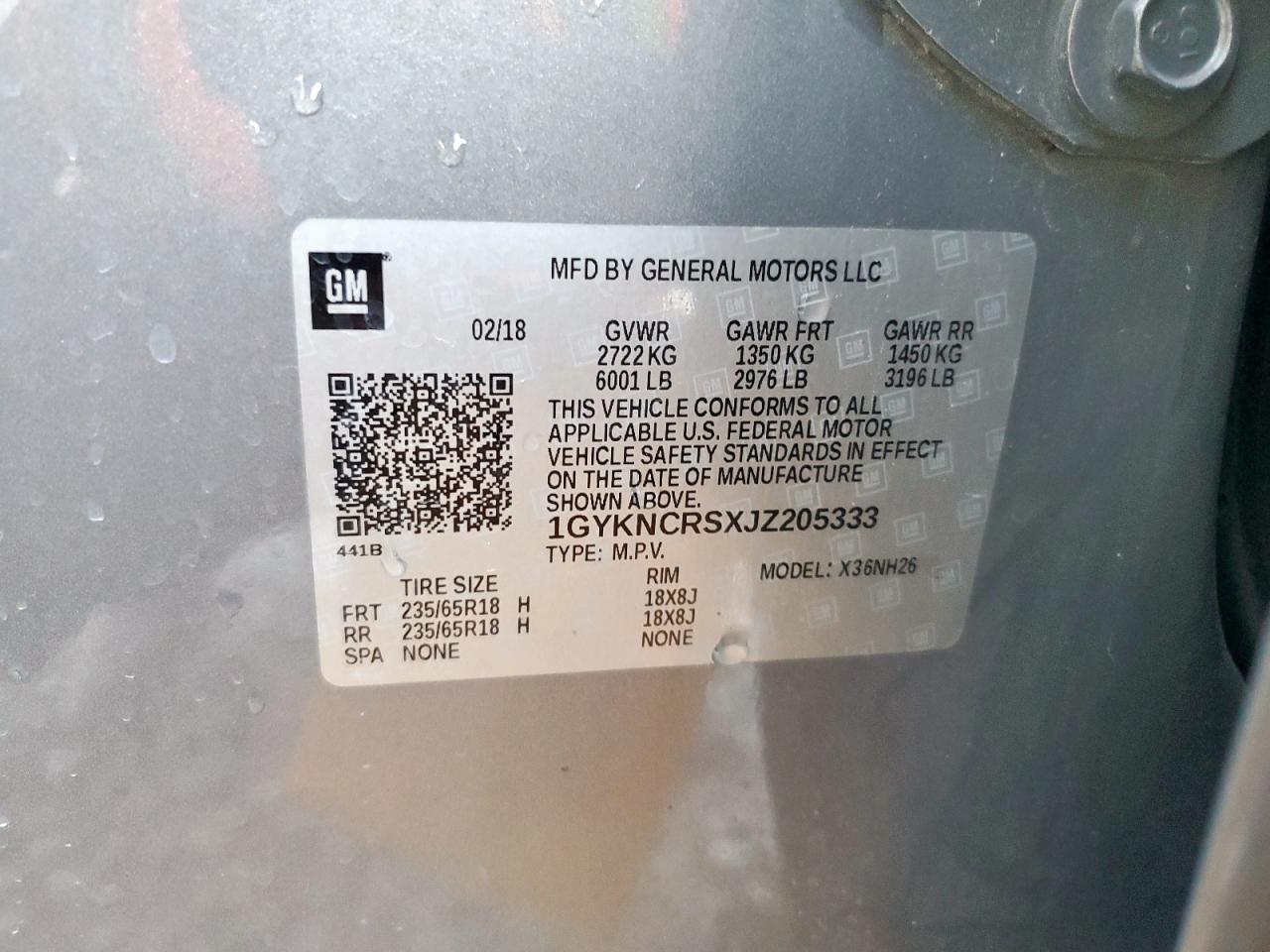 2018 Cadillac Xt5 Luxury VIN: 1GYKNCRSXJZ205333 Lot: 92803635