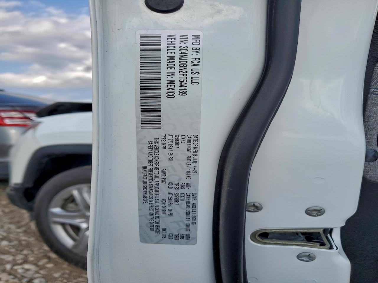 2023 Jeep Compass Latitude VIN: 3C4NJDBN2PT544189 Lot: 93843785