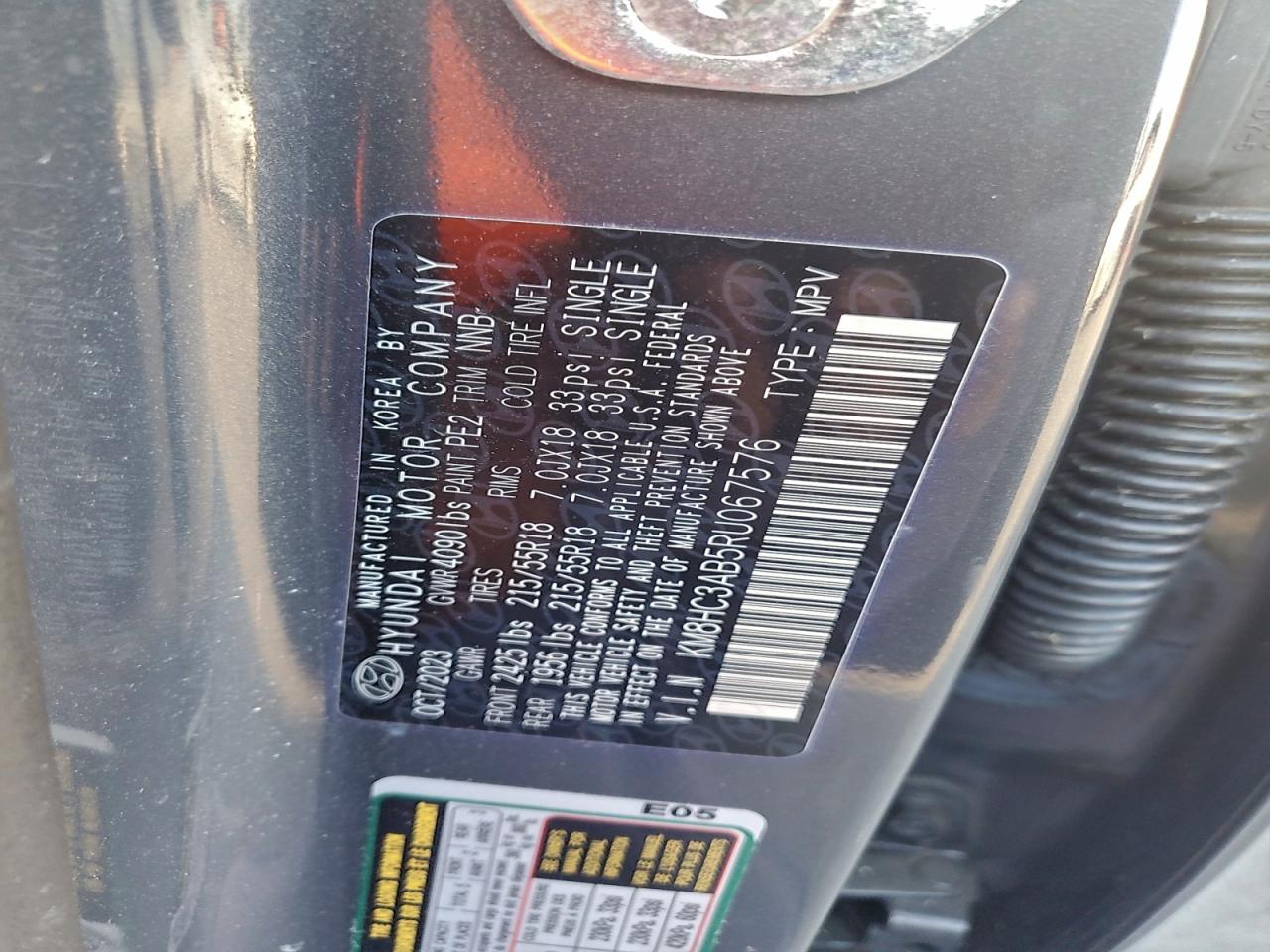 2024 Hyundai Kona Sel VIN: KM8HC3AB5RU067576 Lot: 94085245