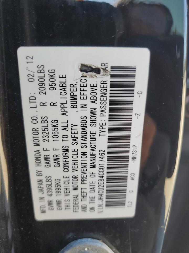 2012 Acura Tsx Se VIN: JH4CU2E84CC017462 Lot: 93171615