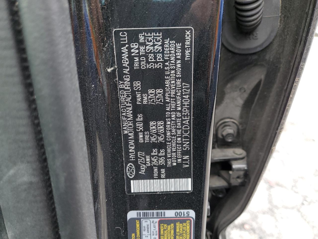 2023 Hyundai Santa Cruz Sel VIN: 5NTJCDAE3PH041217 Lot: 91639545