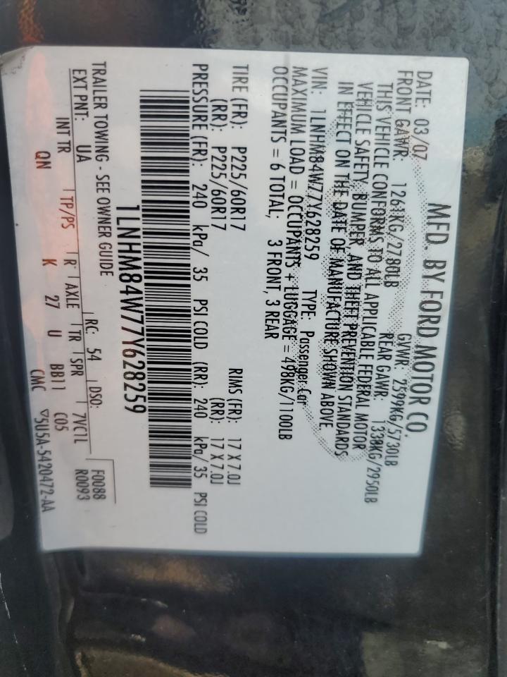 2007 Lincoln Town Car Executive L VIN: 1LNHM84W77Y628259 Lot: 87251965