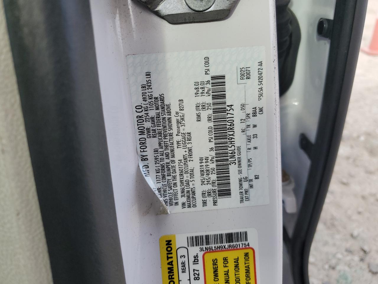 2018 Lincoln Mkz Black Label VIN: 3LN6L5H9XJR601754 Lot: 92402635