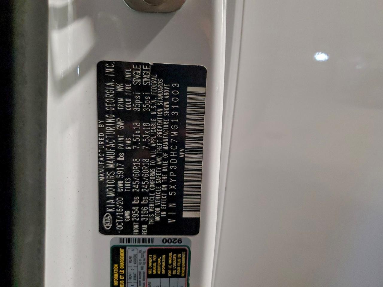 2021 Kia Telluride Ex VIN: 5XYP3DHC7MG131003 Lot: 94530825