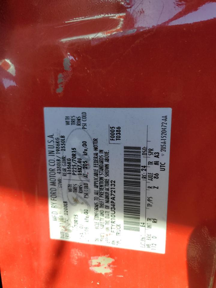 2004 Ford Ranger VIN: 1FTYR10U34PA72132 Lot: 91521175