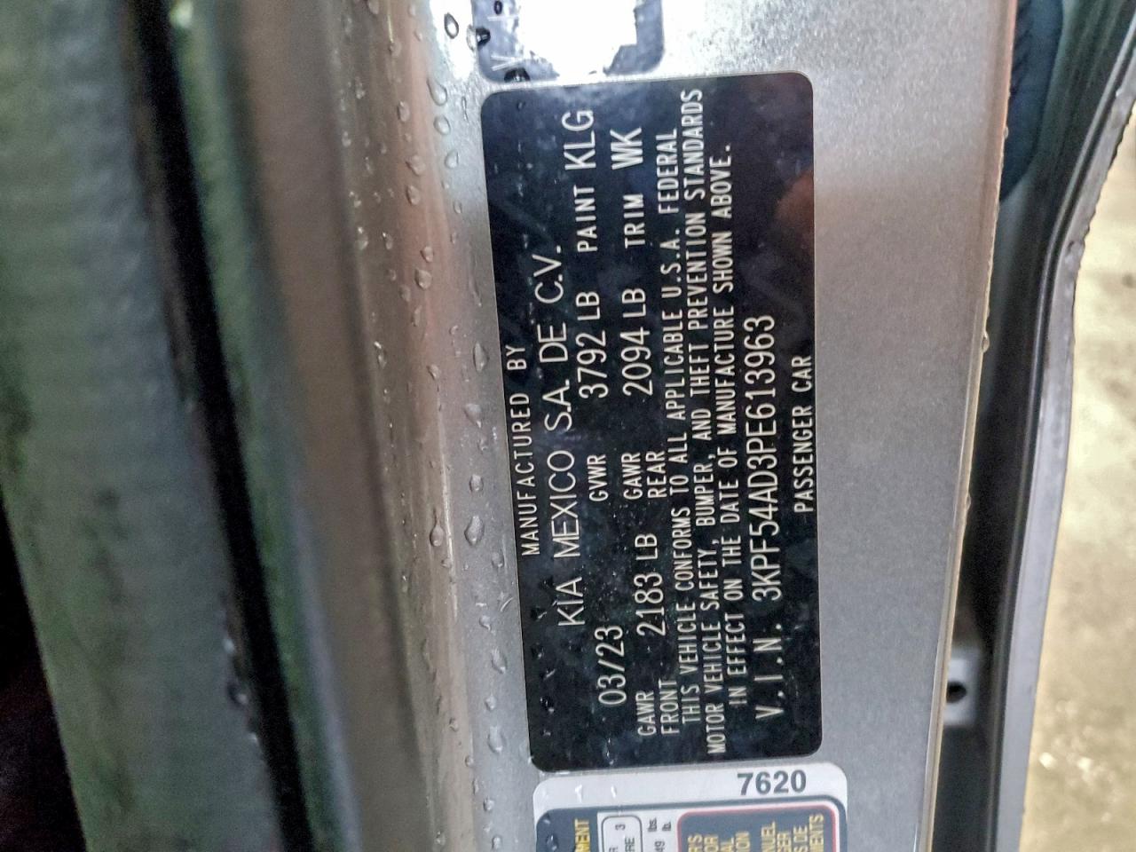 2023 Kia Forte Gt Line VIN: 3KPF54AD3PE613963 Lot: 94312365