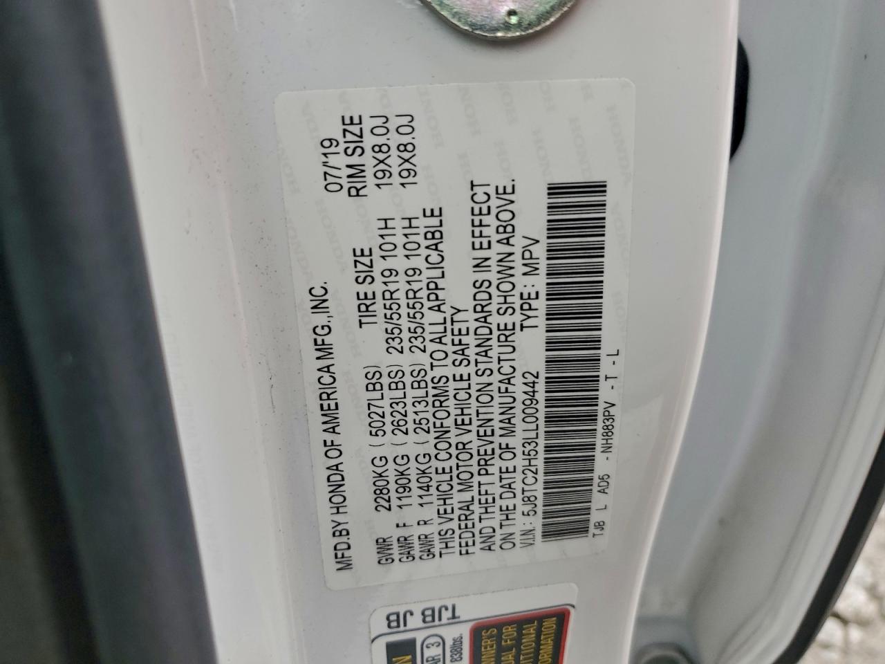 2020 Acura Rdx Technology VIN: 5J8TC2H53LL009442 Lot: 94260045