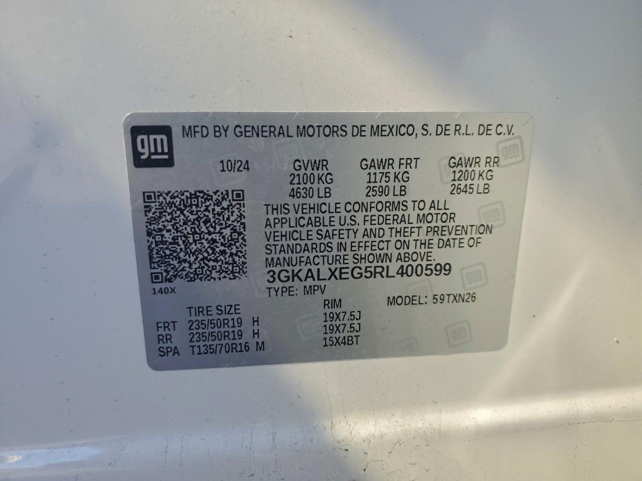 2024 GMC Terrain Denali VIN: 3GKALXEG5RL400599 Lot: 94128755