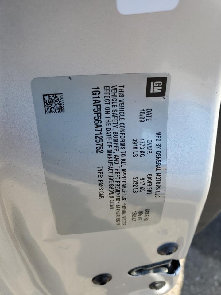 2010 Chevrolet Cobalt 2Lt VIN: 1G1AF5F56A7125752 Lot: 91089315