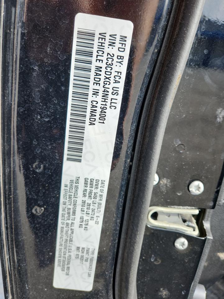 2022 Dodge Charger Scat Pack VIN: 2C3CDXGJ4NH194001 Lot: 93507235