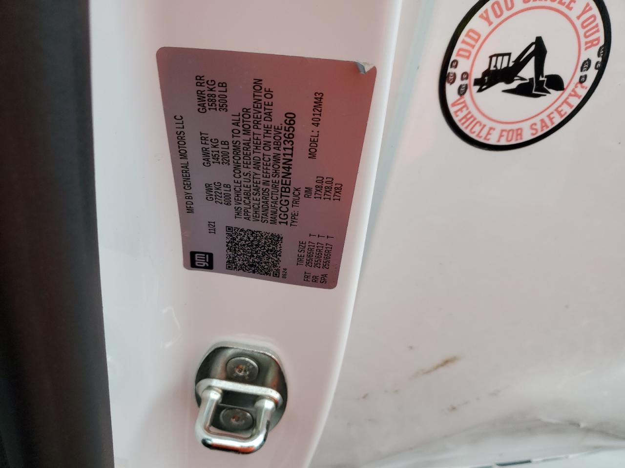 2022 Chevrolet Colorado VIN: 1GCGTBEN4N1136560 Lot: 92439455