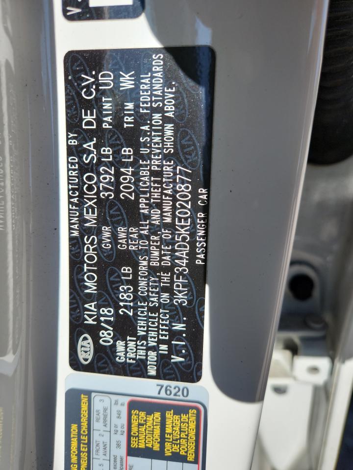 2019 Kia Forte Gt Line VIN: 3KPF34AD5KE020877 Lot: 91818085