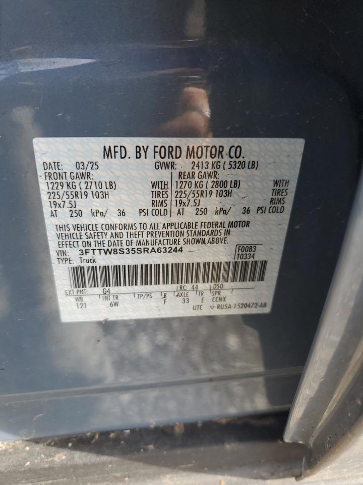 2025 Ford Maverick Lariat VIN: 3FTTW8S35SRA63244 Lot: 91508085