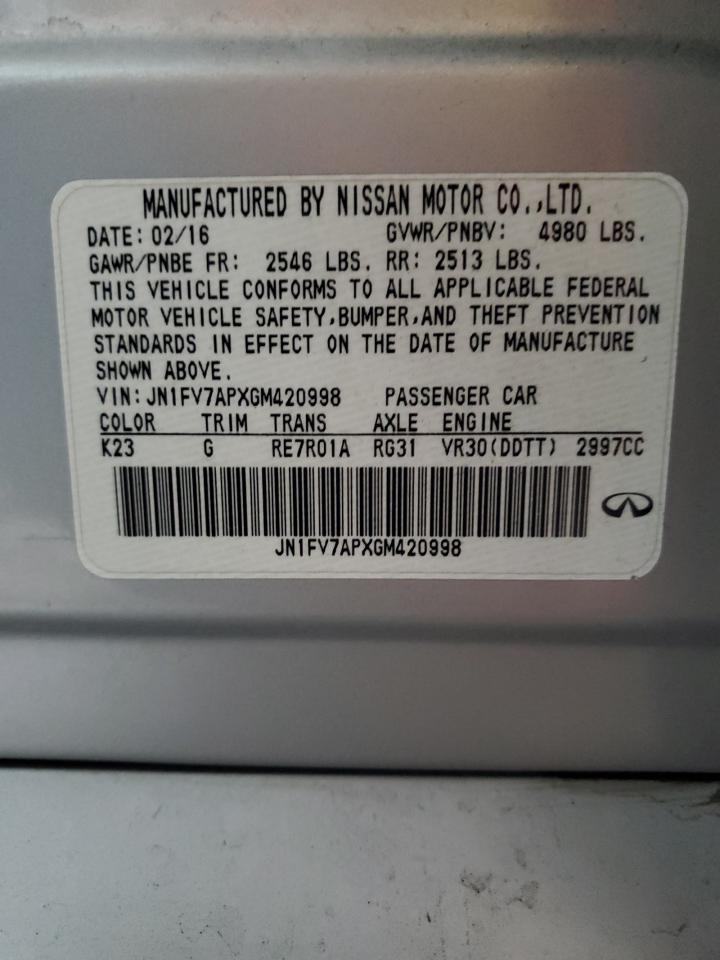 2016 Infiniti Q50 Red Sport 400 VIN: JN1FV7APXGM420998 Lot: 92048595