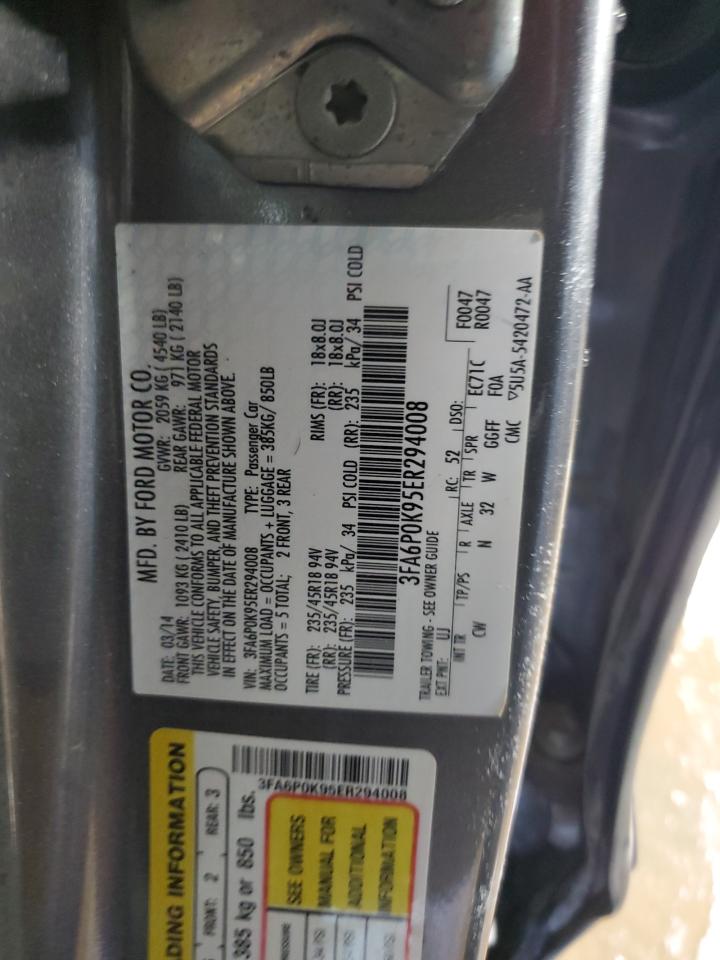 2014 Ford Fusion Titanium VIN: 3FA6P0K95ER294008 Lot: 91302135