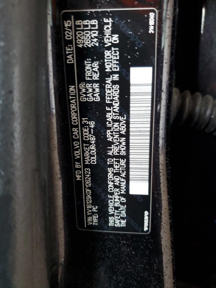 2015 Volvo V60 Premier VIN: YV1612SK0F1262423 Lot: 92404985