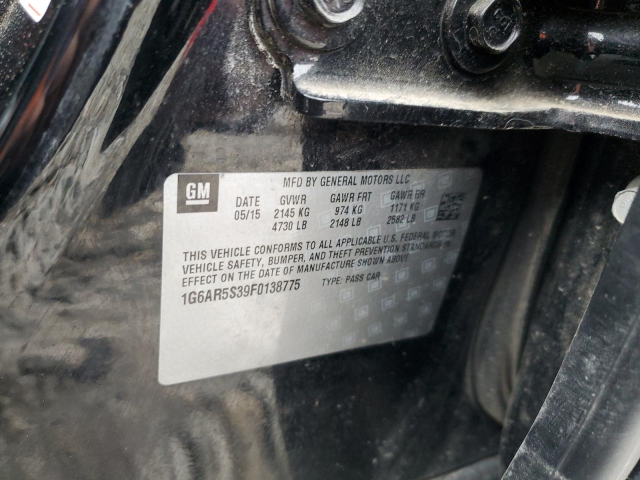 2015 Cadillac Cts Luxury Collection VIN: 1G6AR5S39F0138775 Lot: 91888395