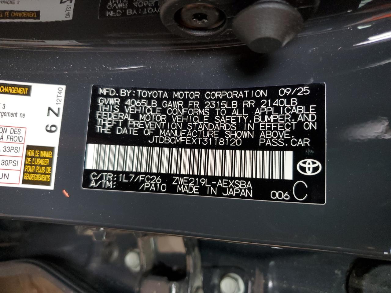 2026 Toyota Corolla Le VIN: JTDBCMFEXT3118120 Lot: 93560965