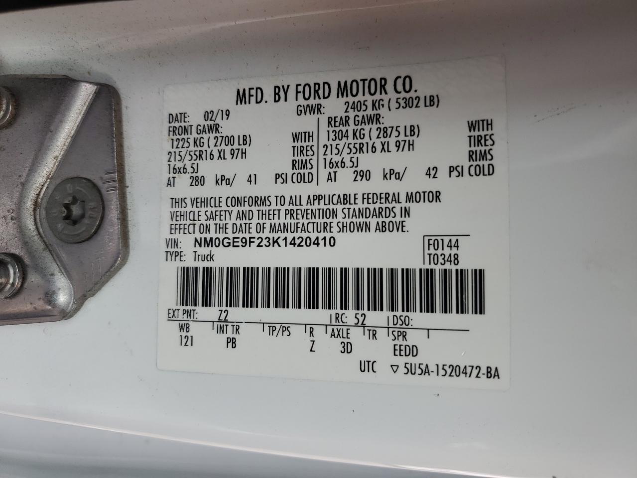 2019 Ford Transit Connect Xlt VIN: NM0GE9F23K1420410 Lot: 92728565