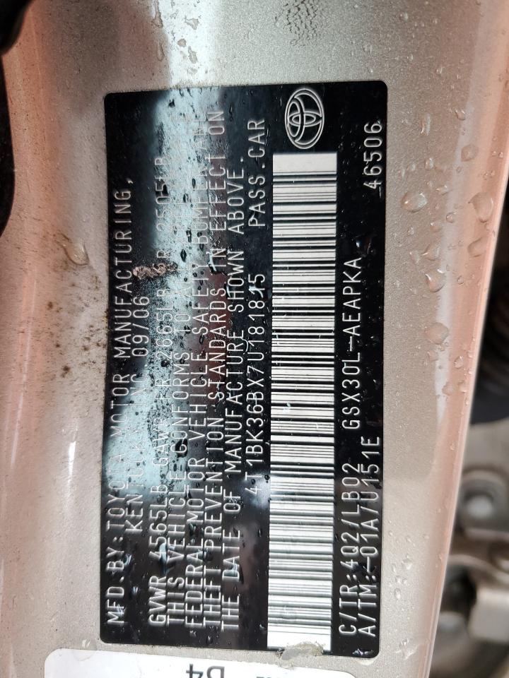 2007 Toyota Avalon Xl VIN: 4T1BK36BX7U181815 Lot: 93043315