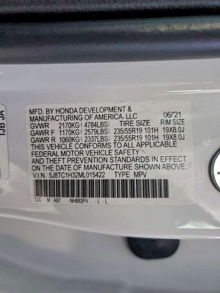 2021 Acura Rdx VIN: 5J8TC1H32ML015422 Lot: 93974885