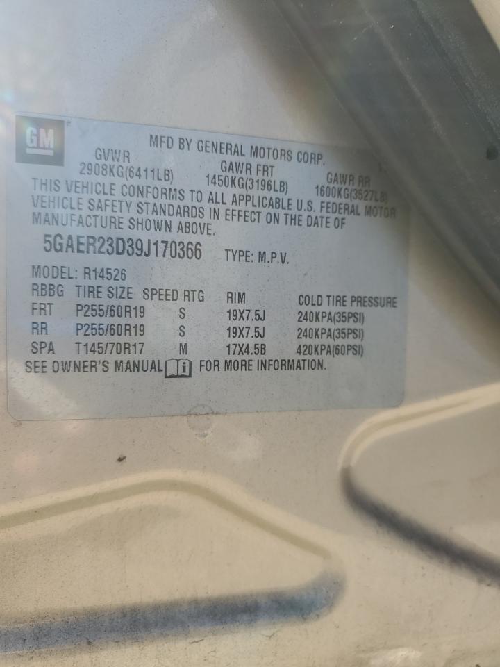 2009 Buick Enclave Cxl VIN: 5GAER23D39J170366 Lot: 92996035