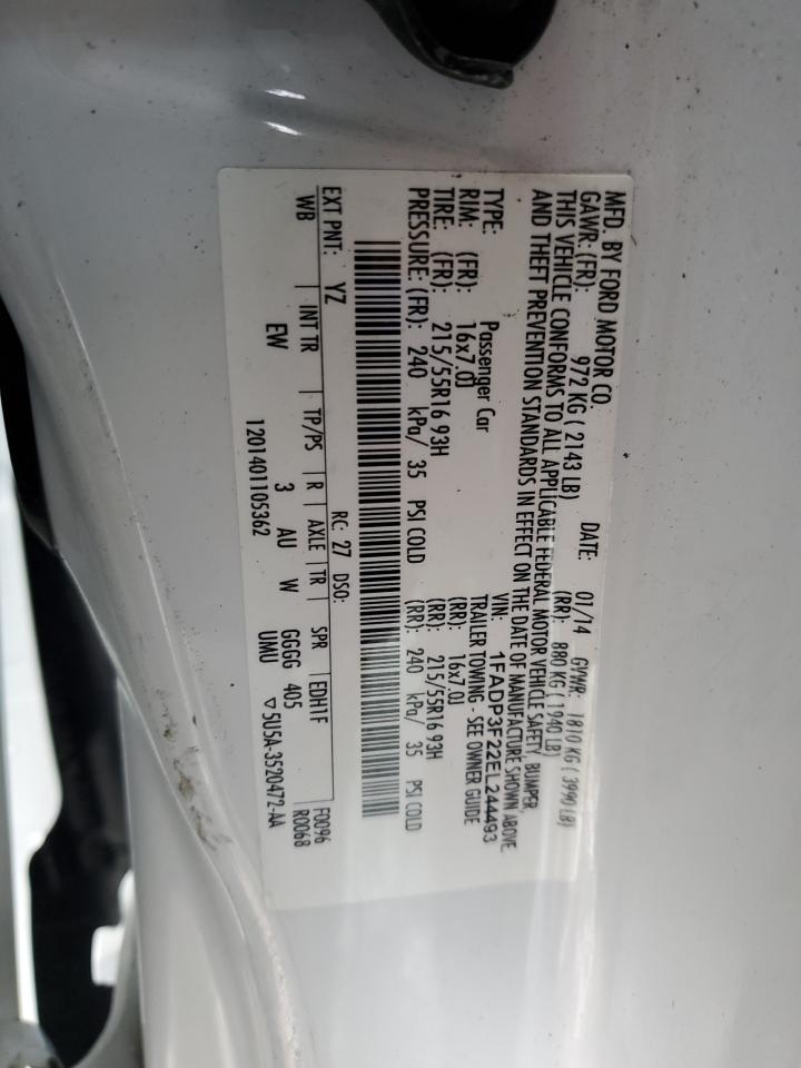 2014 Ford Focus Se VIN: 1FADP3F22EL244493 Lot: 91556245