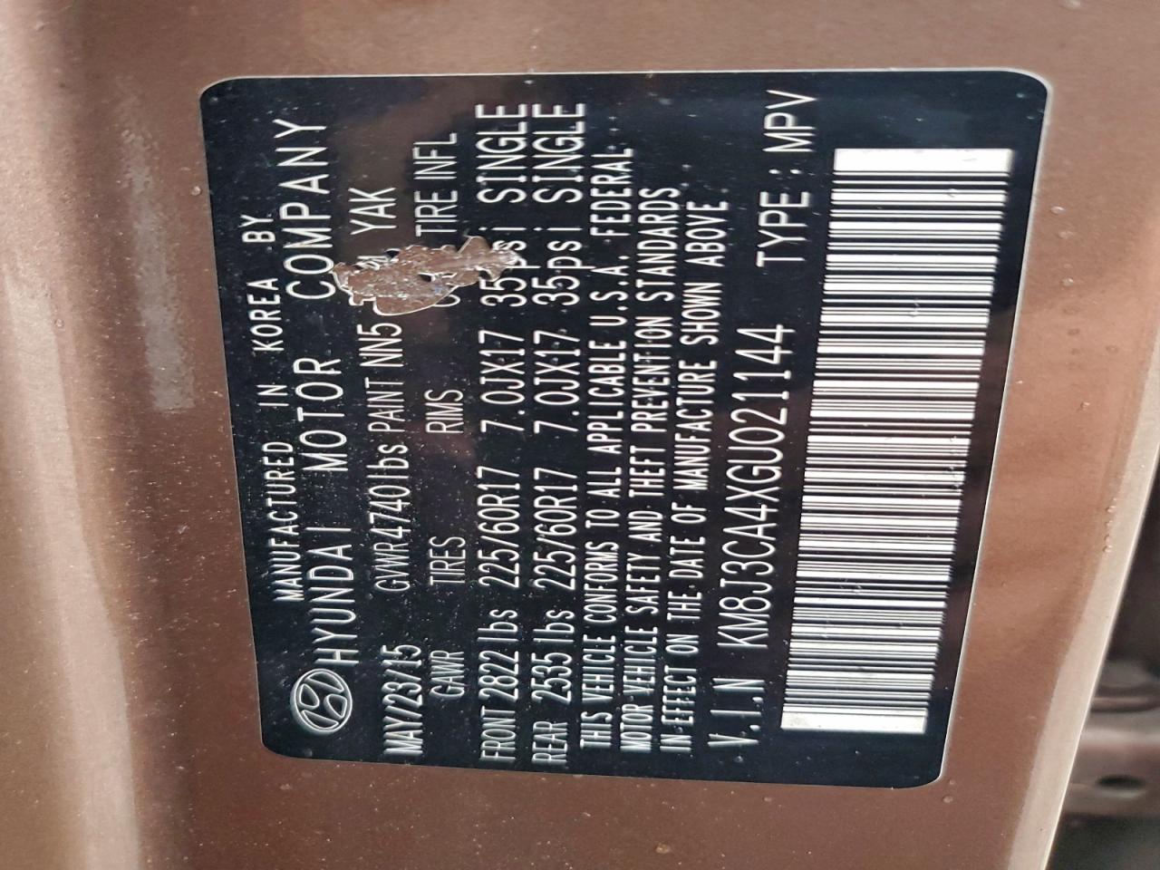 2016 Hyundai Tucson Limited VIN: KM8J3CA4XGU021144 Lot: 92434675