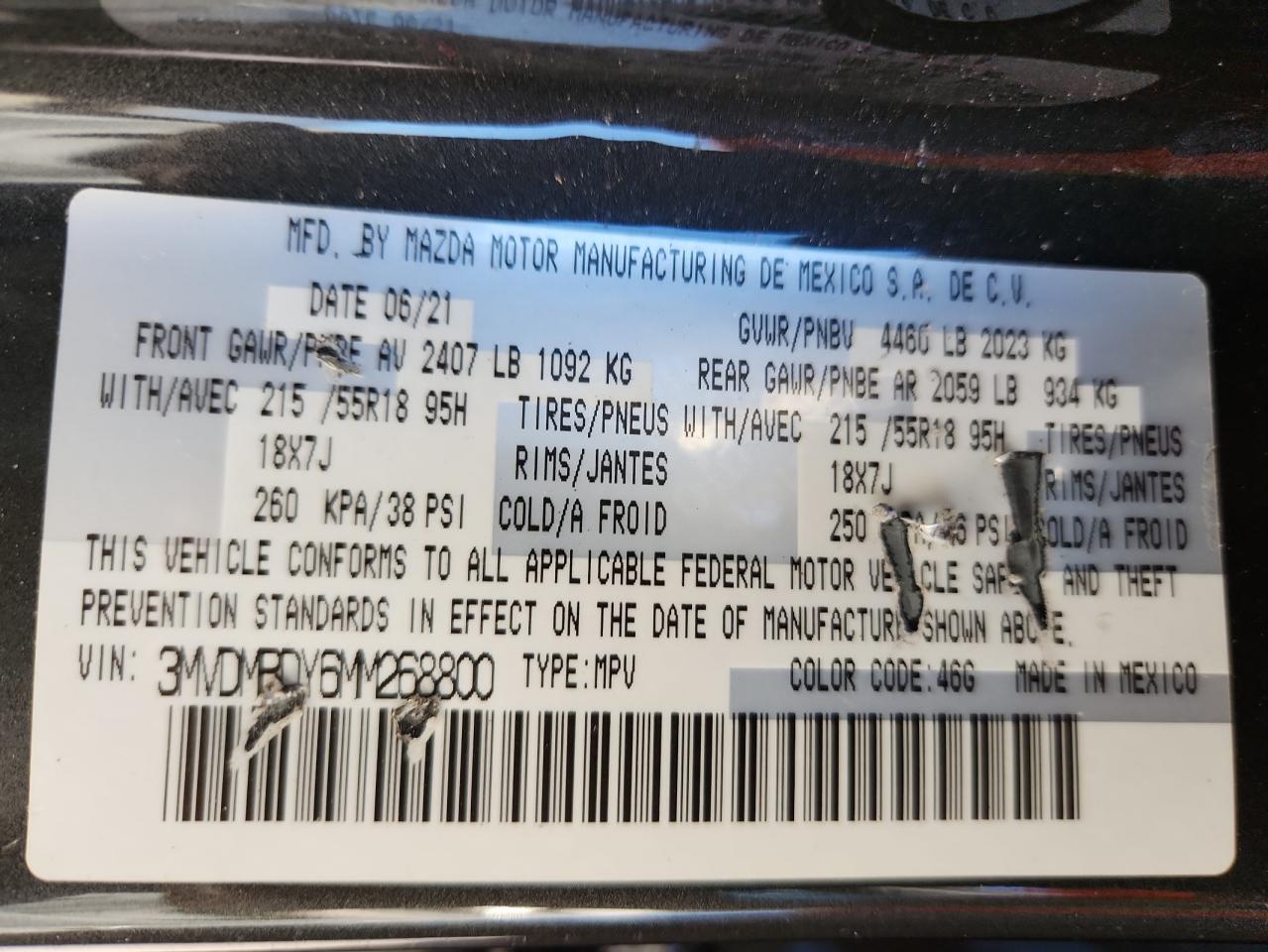 2021 Mazda Cx-30 Premium VIN: 3MVDMBDY6MM268800 Lot: 91451745