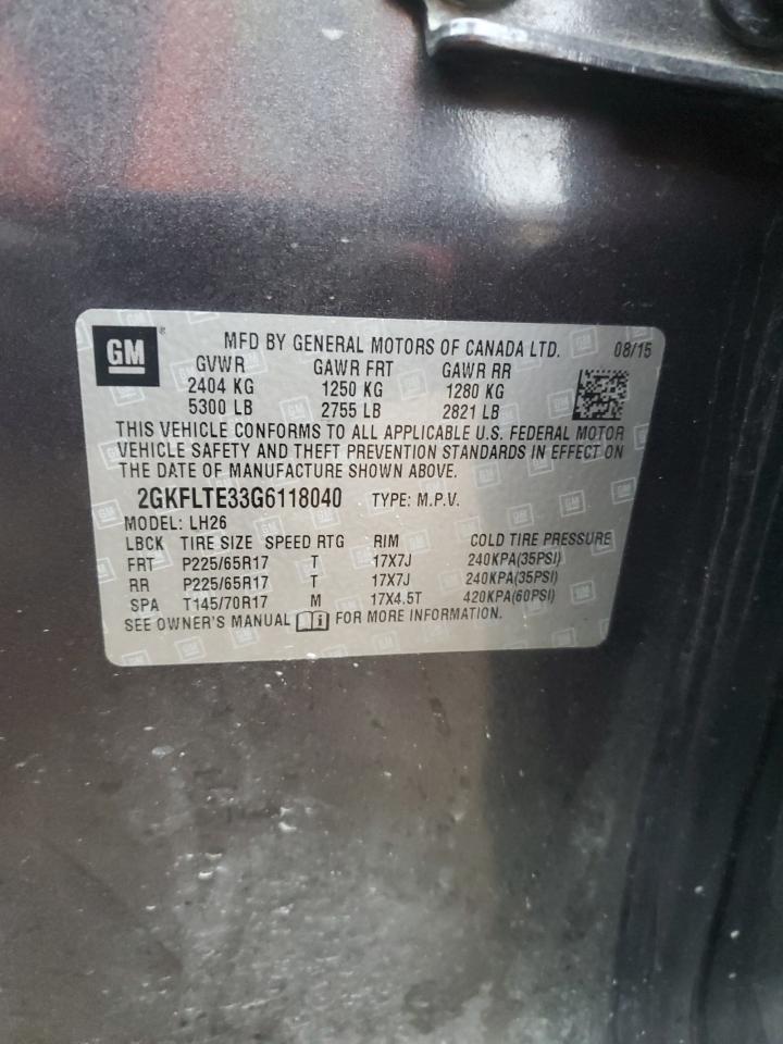 2016 GMC Terrain Sle VIN: 2GKFLTE33G6118040 Lot: 92574915